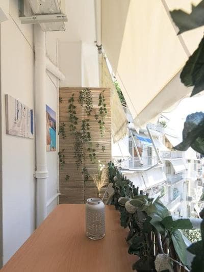 Central Cosy quite 28sm 5th floor balcony over garden 500m Metro Evangelismos