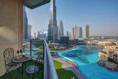 Durrani Homes Luxe Living with Burj Khalifa and Fountain View third room without partition