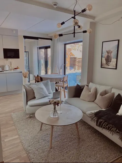 Delicate city apartment with mountain view