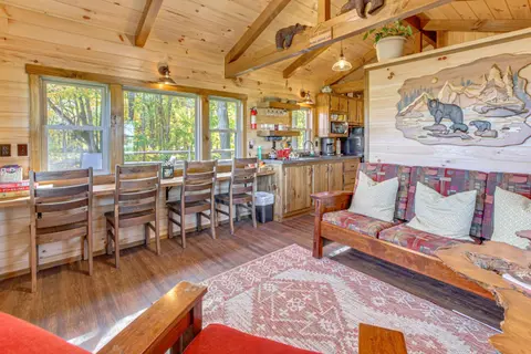 Outdoor Oasis w/ Fire Pit & Dock: Galion Log Cabin