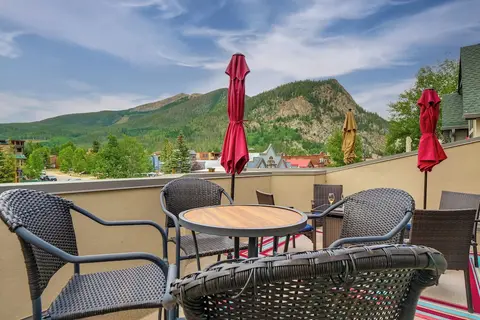 Patio w/ Peak 1 Mtn View: Main Street Frisco Condo