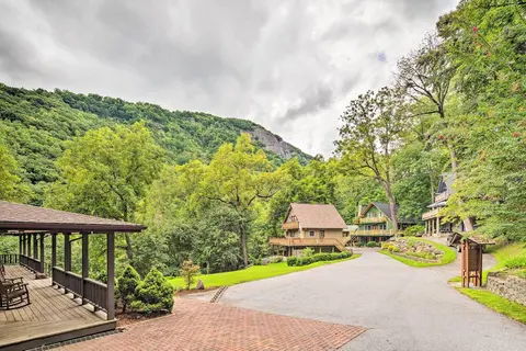 Deck w/ Fireplace: Pet-friendly Lake Lure Retreat